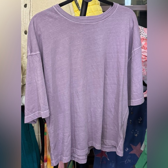NWT Free People We The Free Perfect Oversized Tee - plum ash purple - small - Picture 7 of 9